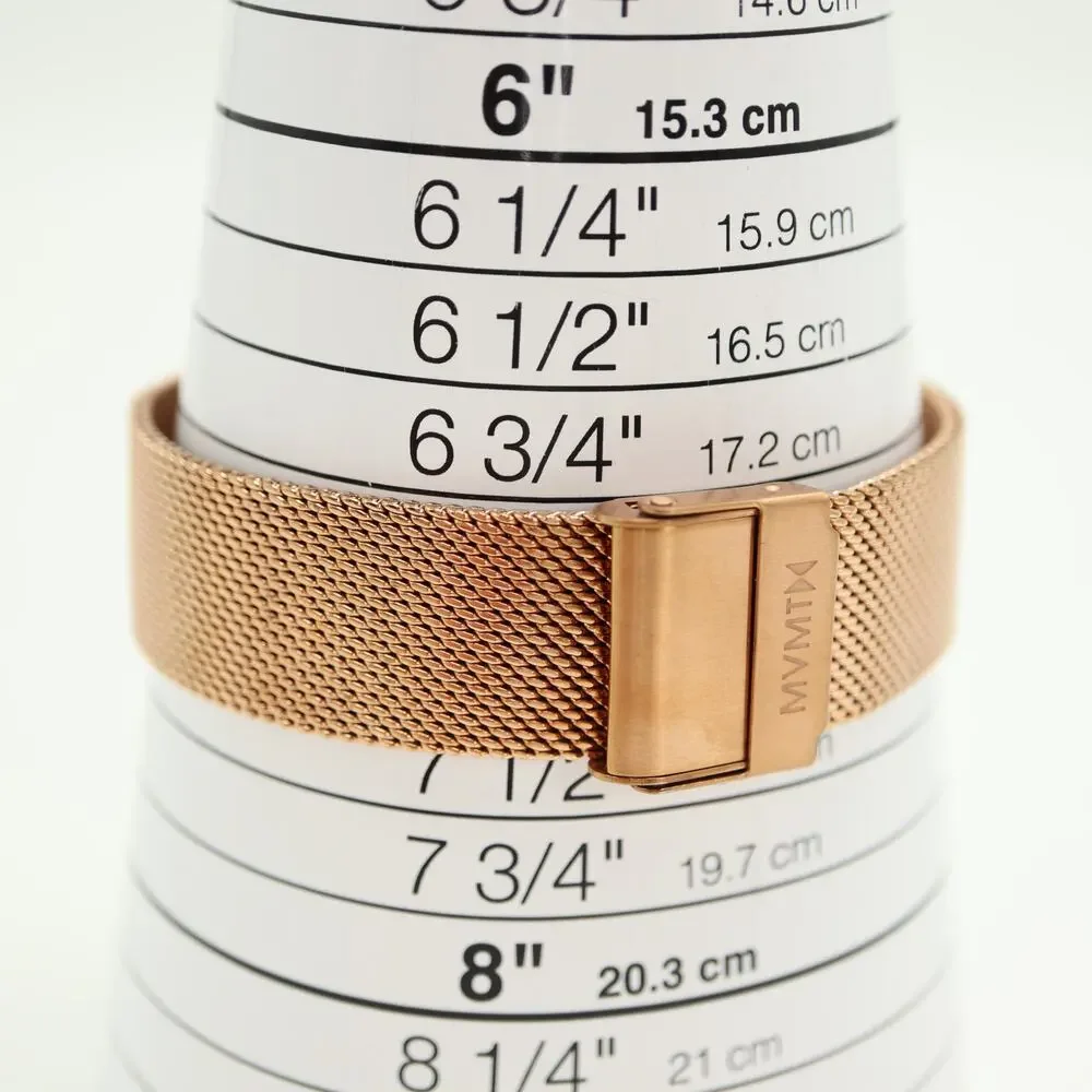 MVMT Magnolia Boulevard Rose Gold Tone Black 38mm Watch Mesh Steel w New Battery